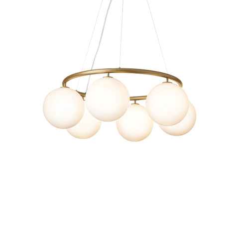 Miira 6 lysekrone i opalhvidt glas