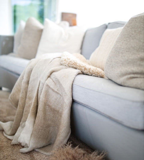 Throw of Mohair plaid | Light beige