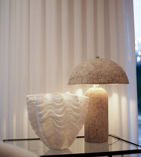 Papmaché bordlampe | Stone Grey