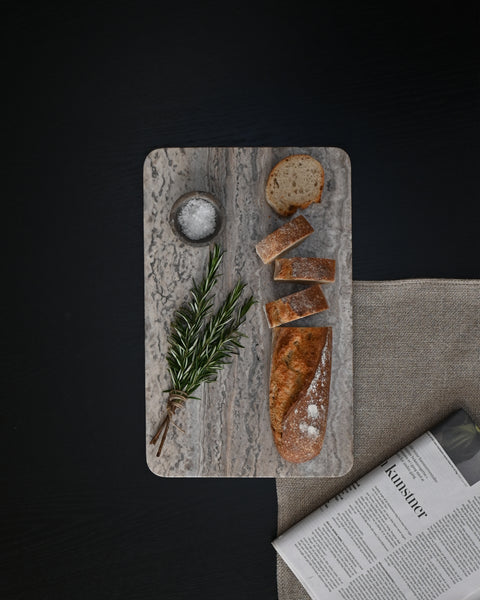 Enkei Tray Rectangular, Medio - Silver Travertine