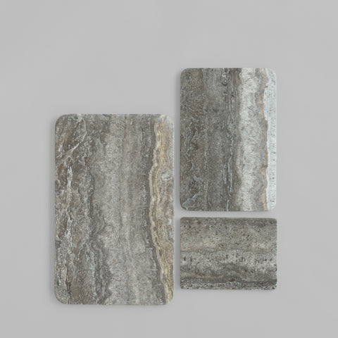 Enkei Tray Rectangular, Medio - Silver Travertine