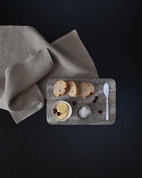 Enkei Tray Rectangular, Mini - Silver Travertine
