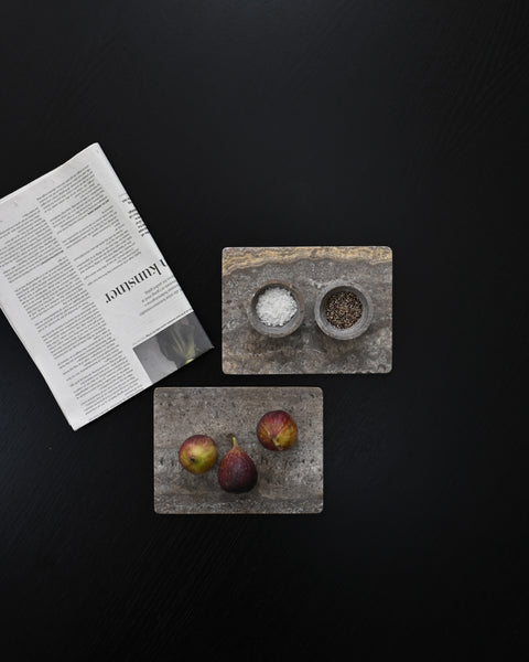 Enkei Tray Rectangular, Petit - Silver Travertine